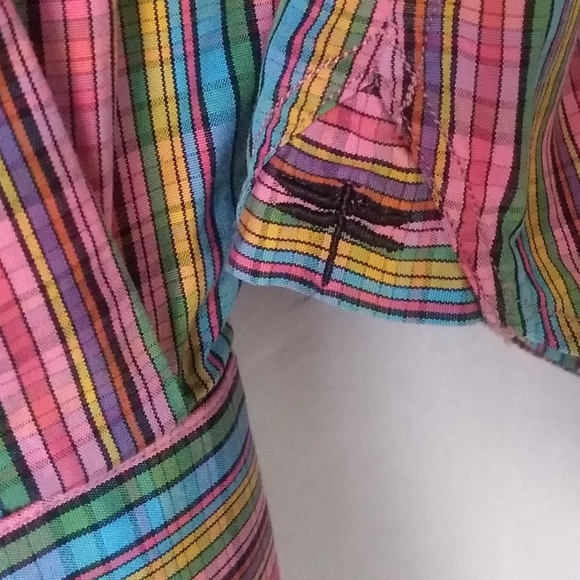 Andrea Becker Rainbow Plaid button down top S - Picture 6 of 9